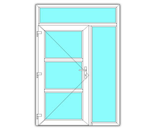 3 Vak glasdeur links met zijlicht en bovenlicht