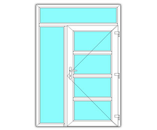 4 Vak glasdeur links met zijlicht en bovenlicht