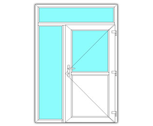 Halfglasdeur rechts met zijlicht en bovenlicht